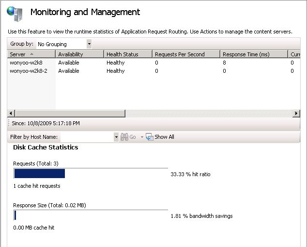 Screenshot of the Monitoring and Management window.