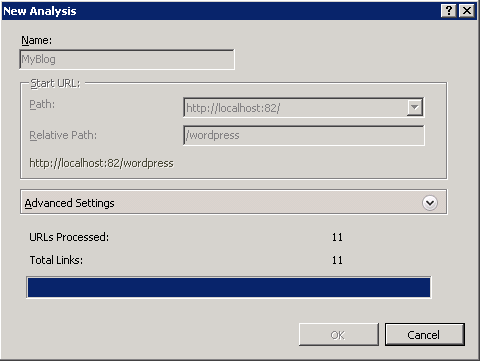 Screenshot of the New Analysis dialog box displaying the results of the analysis.
