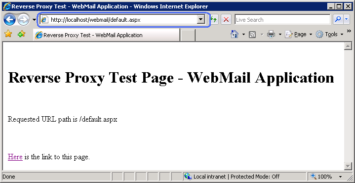 Screenshot of a web browser with the original U R L redirecting to the new U R L.