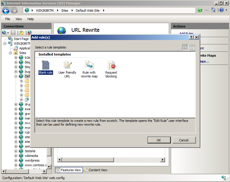 Screenshot of the Add Rules dialog box. The Blank Rule icon is selected.