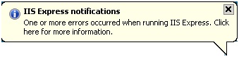 Screenshot of an I I S Express error notification.
