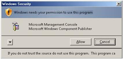 Screenshot of the Windows Security alert dialog box. The warning text says that Windows needs your permission to use this program.