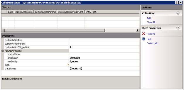 Screenshot of the Collection Editor window with settings in the Properties section.