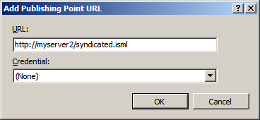 Screenshot of the Add Publishing Point U R L dialog box with the added published point information.