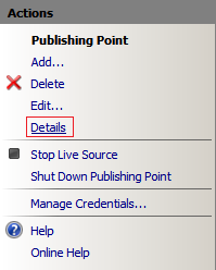 Screenshot of the Actions page with the Details option highlighted.