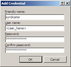 Screenshot of the Add Credential dialog box, including the O K option.