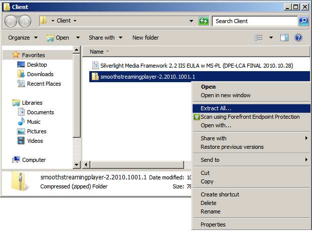 Screenshot of the right-click menu over the Task Explorer screen with a focus on the Extract All option.