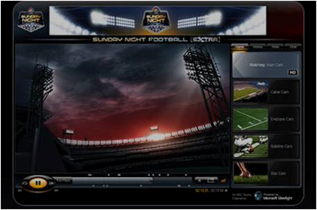 Screenshot of the video player playing a Sunday Night Football Extra.