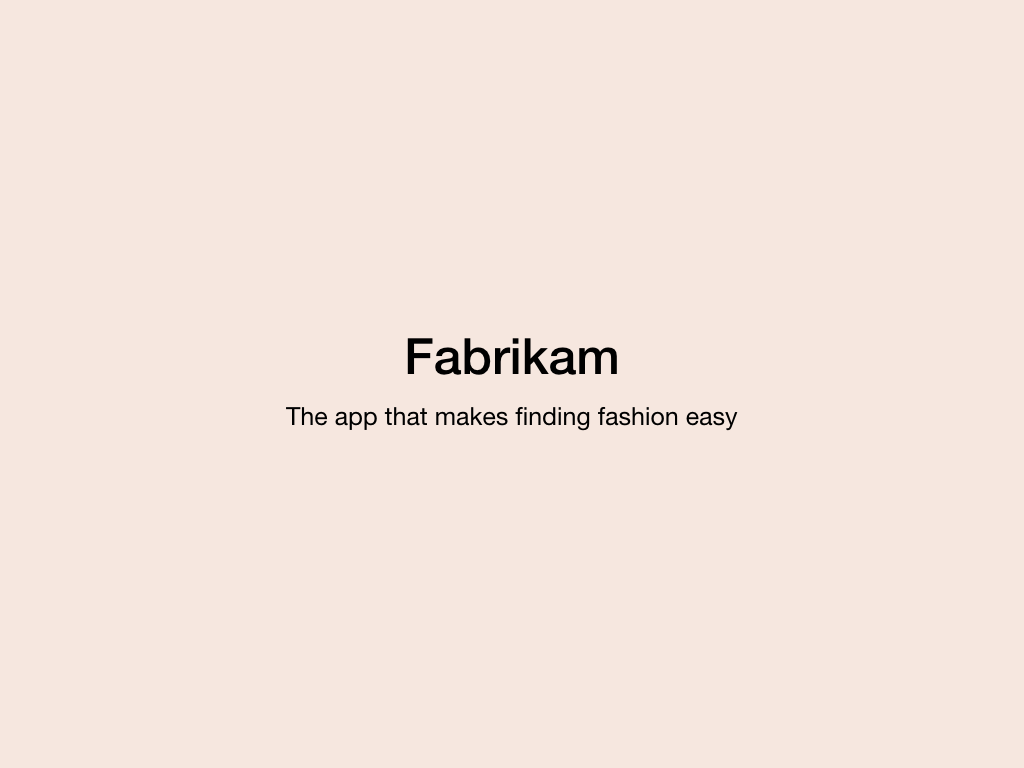 Slide of the Fabrikam name and tagline.