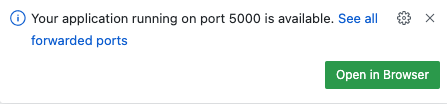 Screenshot of port forwarding Codespaces message. 