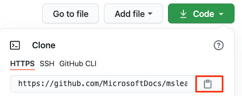 Locating the URL and copy button from the GitHub repository.