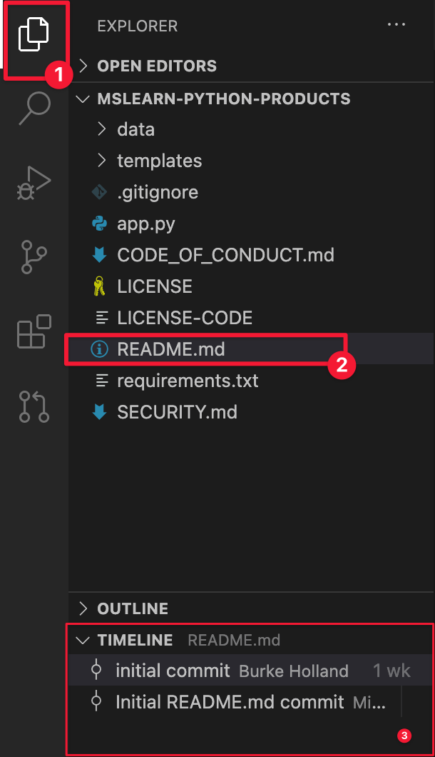Screenshot that shows the Explorer icon in Visual Studio Code.