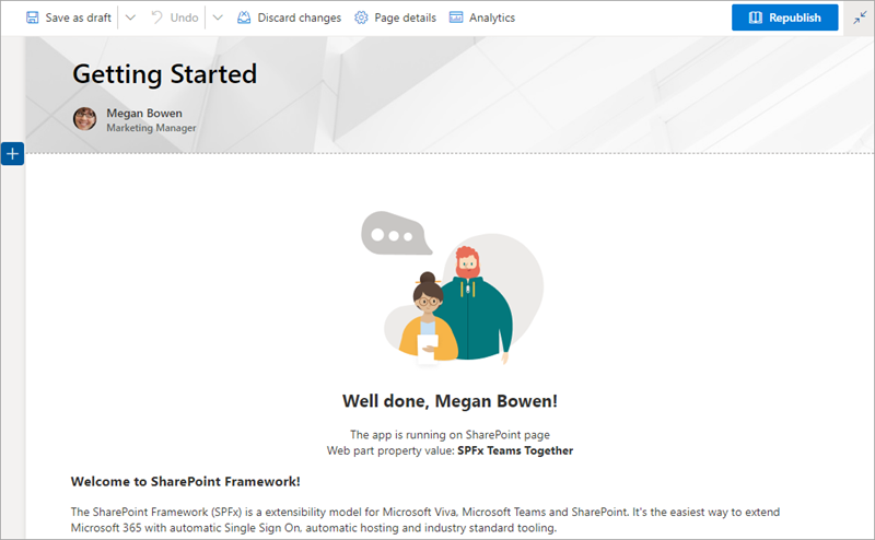 Screenshot of the SharePoint web part.