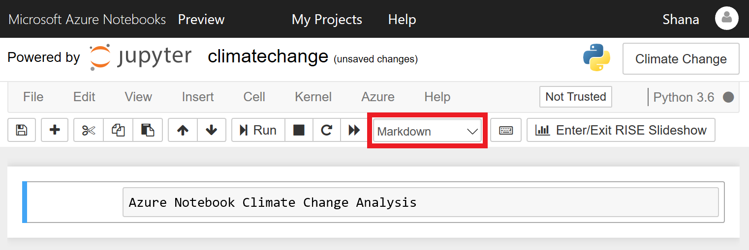 Defining a markdown cell.