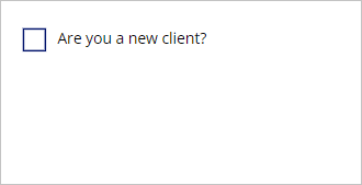 Screenshot of a checkbox asking "Are you a new client?" that is unchecked with blank portion below.