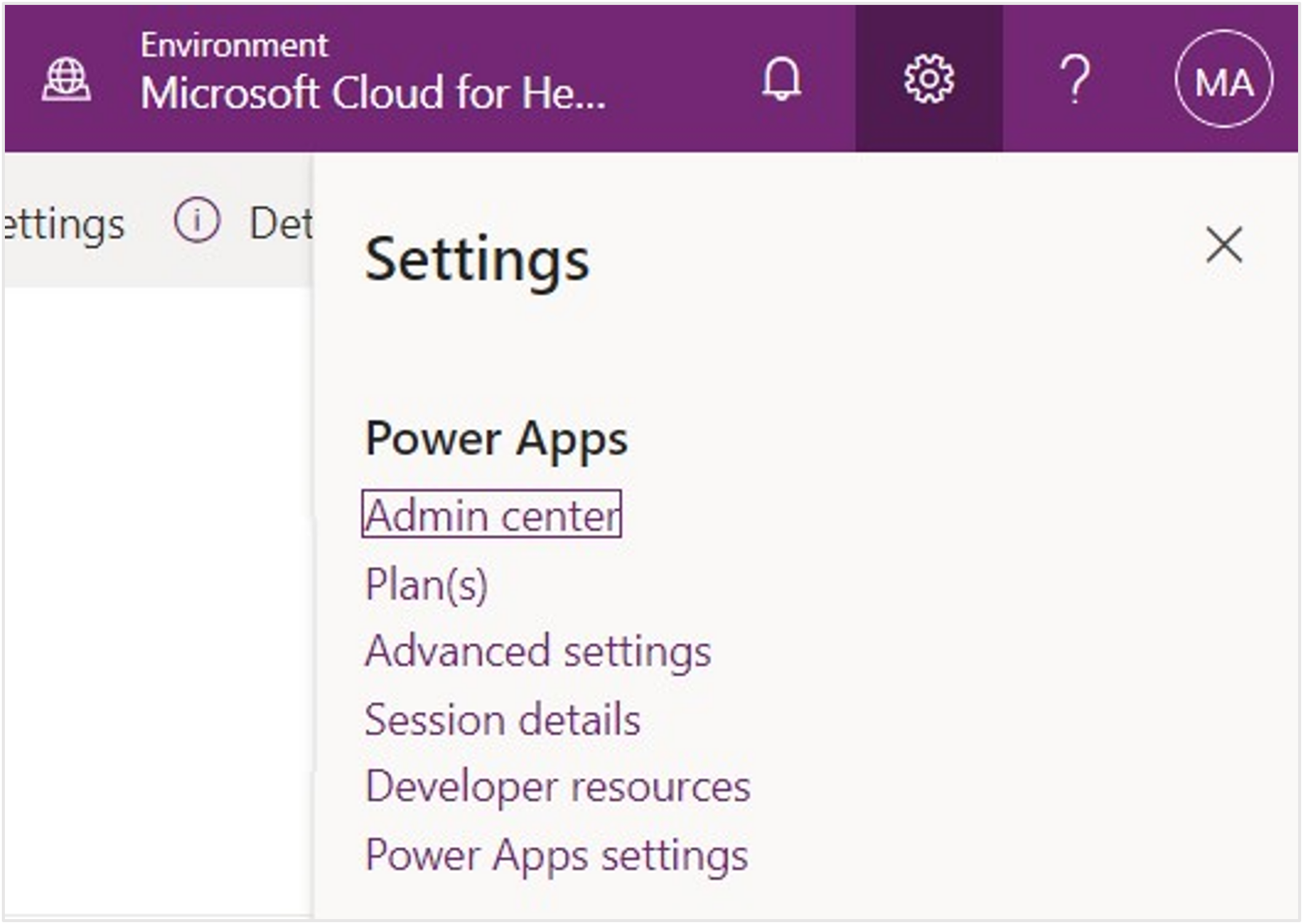 Screenshot of the Environment Settings menu with Advance Settings selected.
