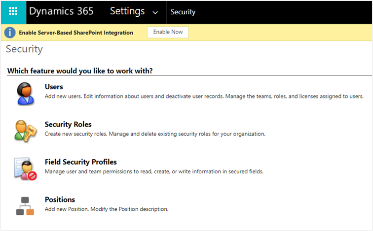 Screenshot of the System Security Users option.