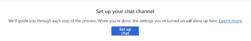 Screenshot of set up chat details button.