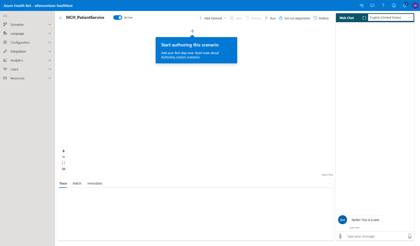 Screenshot of the Azure Manage design page.