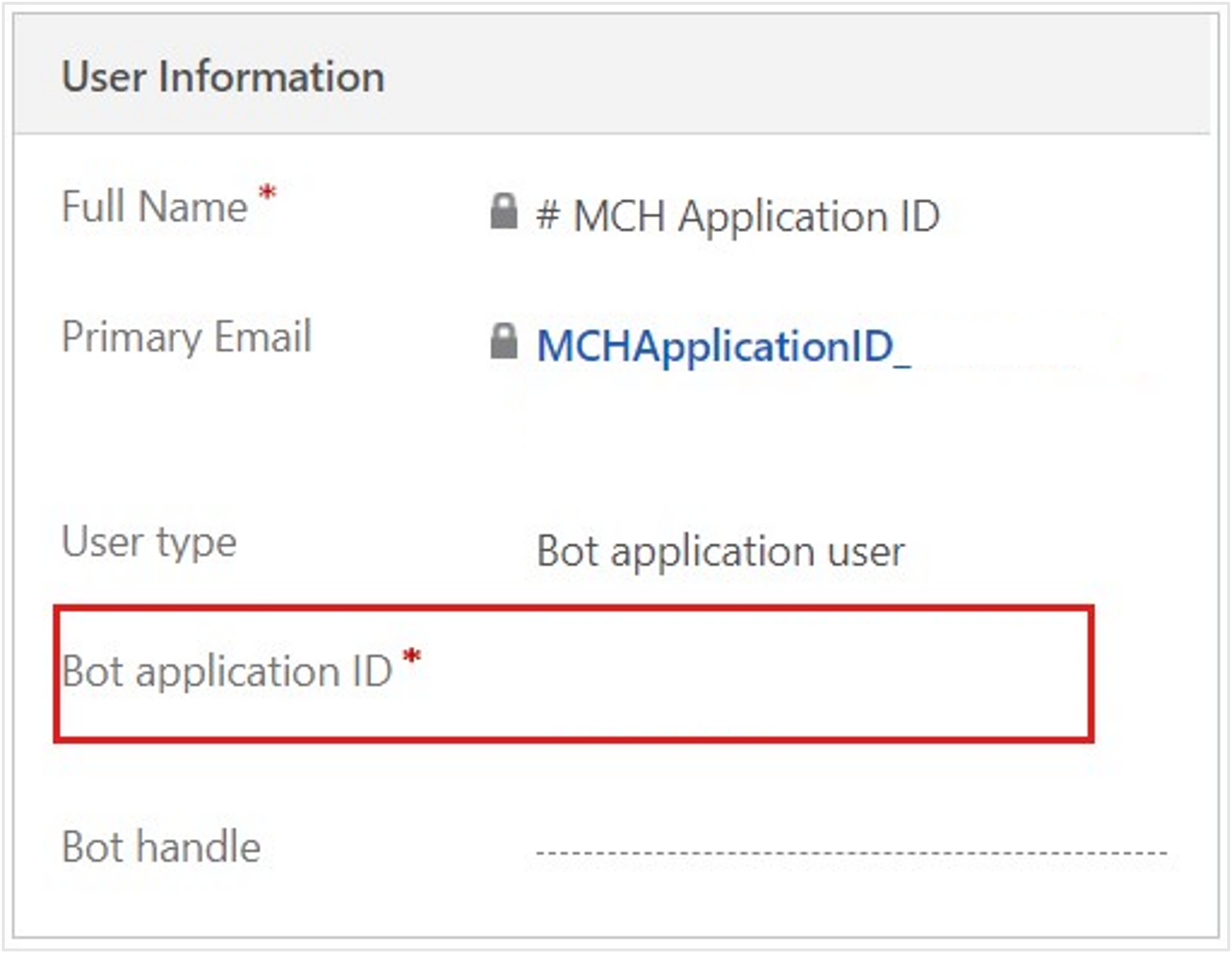 Screenshot of the ID for the bot application.