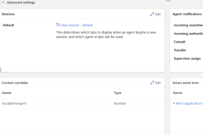 Screenshot of context variable details in live chat.