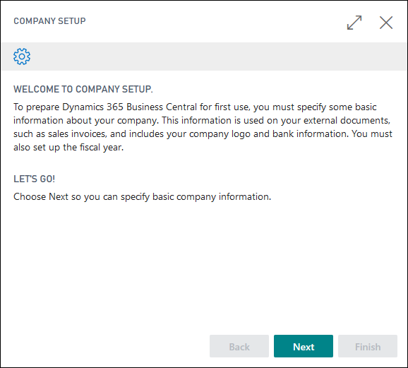 Screenshot of the code result Company Setup Step.