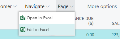 Screenshot of the Edit In Excel export feature.