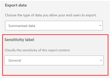Screenshot of the sensitivity label settings.