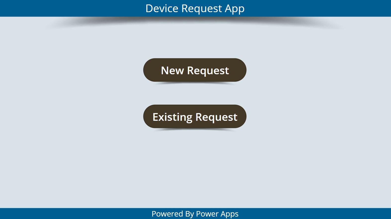 Screenshot of the Device Request App with two buttons.