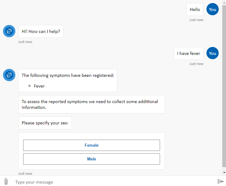 Screenshot that shows the web chat user experience.