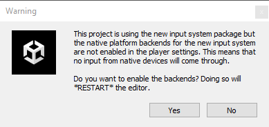 Screenshot of Unity Restart Option.