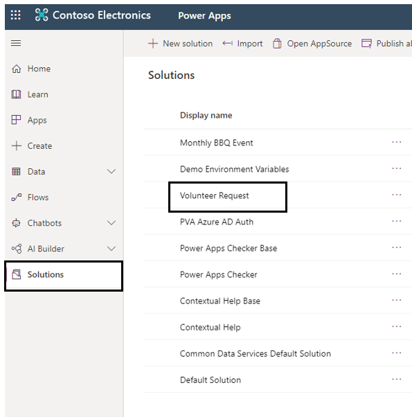 Screenshot of Select Solutions and Volunteer Request to access your solution.