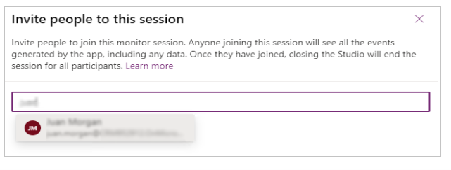![Screenshot showing the Invite people to this session link.]