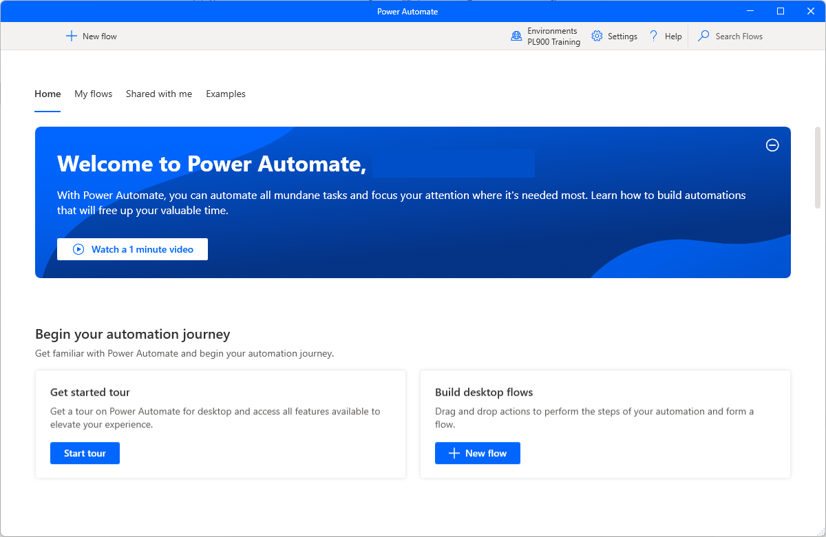 Screenshot of the Power Automate for desktop console.