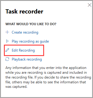 Screenshot of the Edit recording feature.