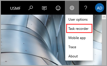 Screenshot of the Task recorder option in the settings menu.