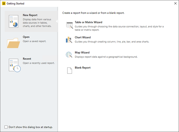 UI of the paginated reports wizard