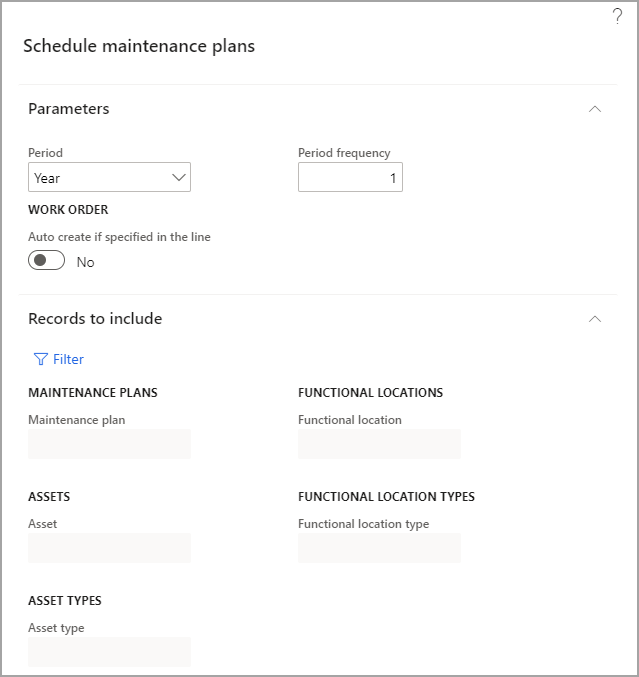Screenshot of the Schedule maintenance plans page.