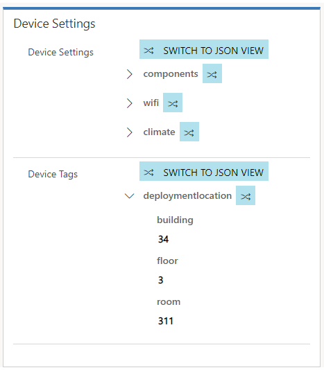 Screenshot of Device Settings and Device Tags automatically added.