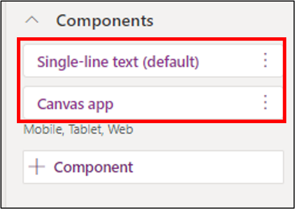 Screenshot of the Canvas app component embedded in the model-driven app.