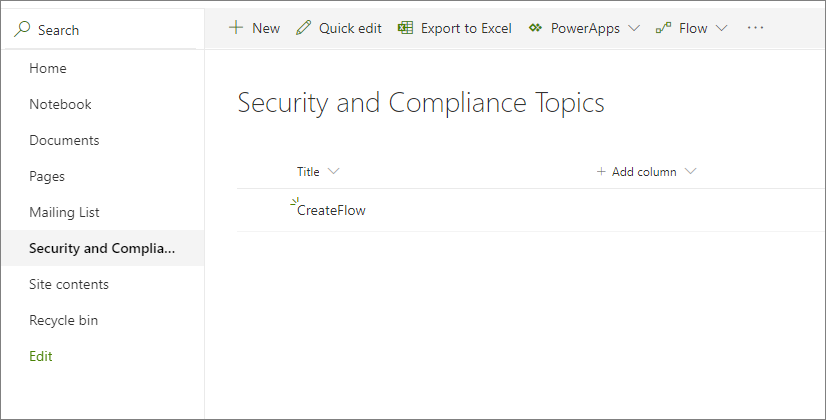 Screenshot of the Security and Compliance topics page.