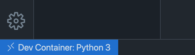 Screenshot of the Remote Indicator with text that says dev container python 3