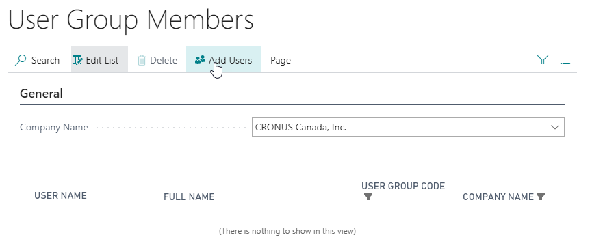 Screenshot of the Add Users action on the User Group Members page.