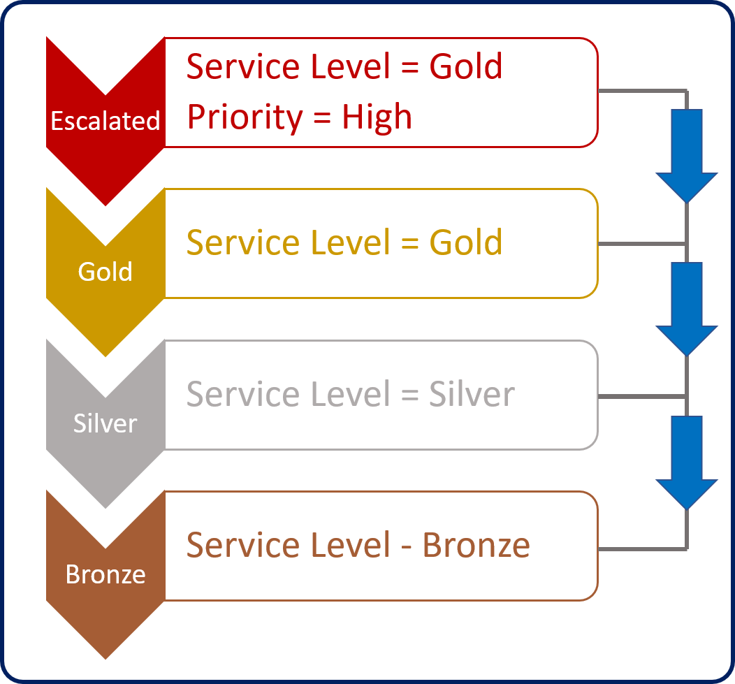 Diagram of Service levels and priority of each.