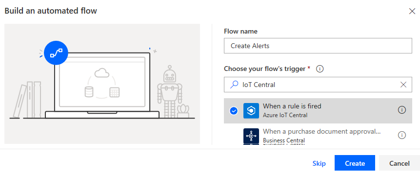 Screenshot of the Build an automated flow details.