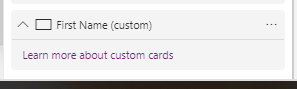 Screenshot of custom card property settings.