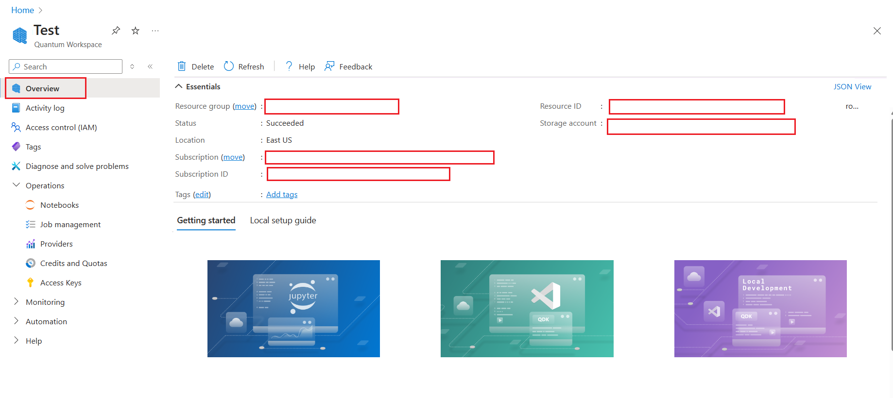 Screenshot of Azure portal showing how to review your workspace details.