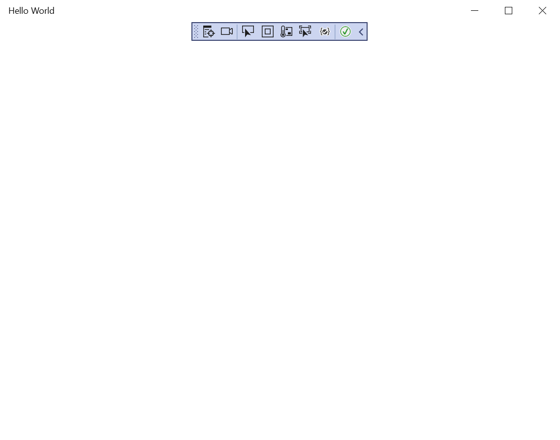 Screenshot of the running Hello World app built in this unit. The debug toolbar is also shown.