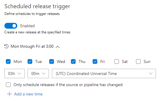 Screenshot of the scheduled release timing.