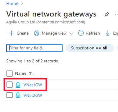 Screenshot of the V Net 1 gateway.